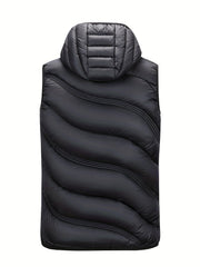 Men's Warm Hooded Vest Zip Up Casual Fall Winter