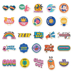 50pcs Retro Stickers DIY Laptop Skateboard Water Cup Waterproof Decorative Stick