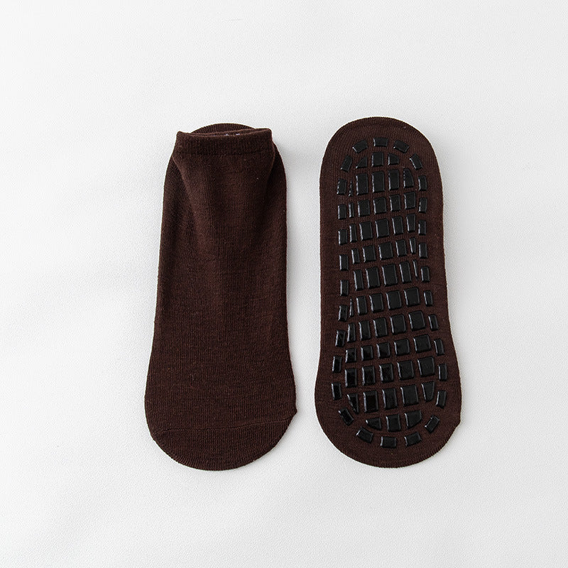 Solid Towel Bottom Yoga Socks Anti Slip Garters Grip Short Crew Socks
