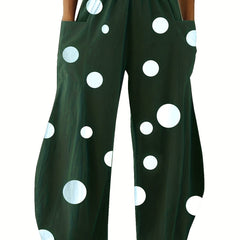  Polka Dot High Waist Wide Leg Pants