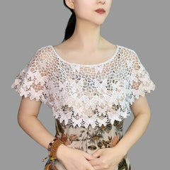 Flower Hollow Out Shawl Solid Breathable Wrap Casual Cape Decorative Shawl