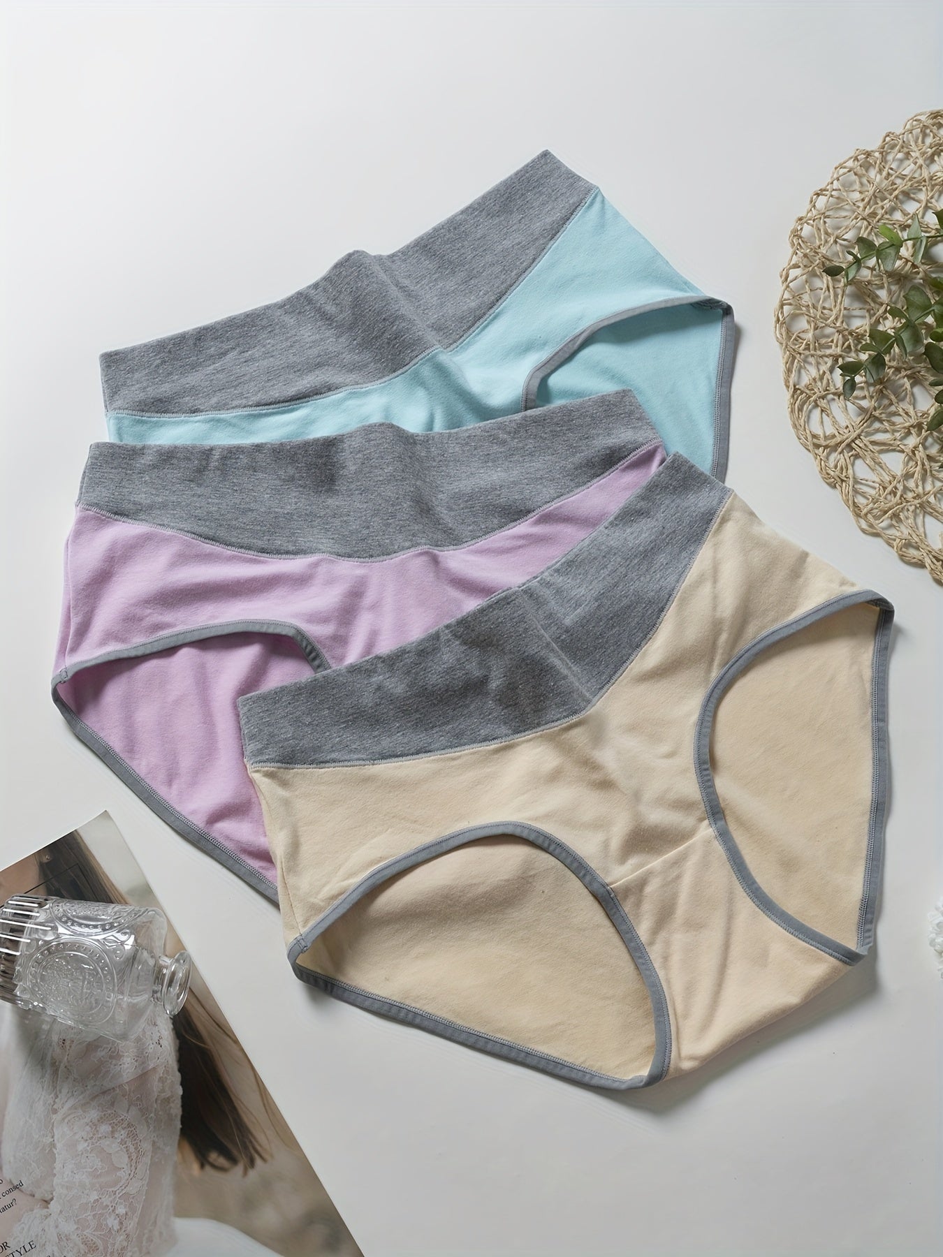3 Pack Plus Size Basic Underwear Set Women's Plus