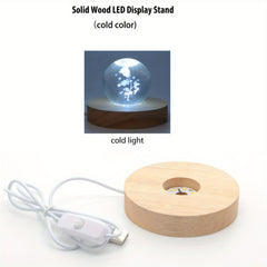 Solid Wood LED Display Base Stand For 3D Crystal Glass Art