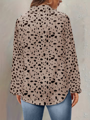  Dalmatian Print Lantern Sleeve Blouse