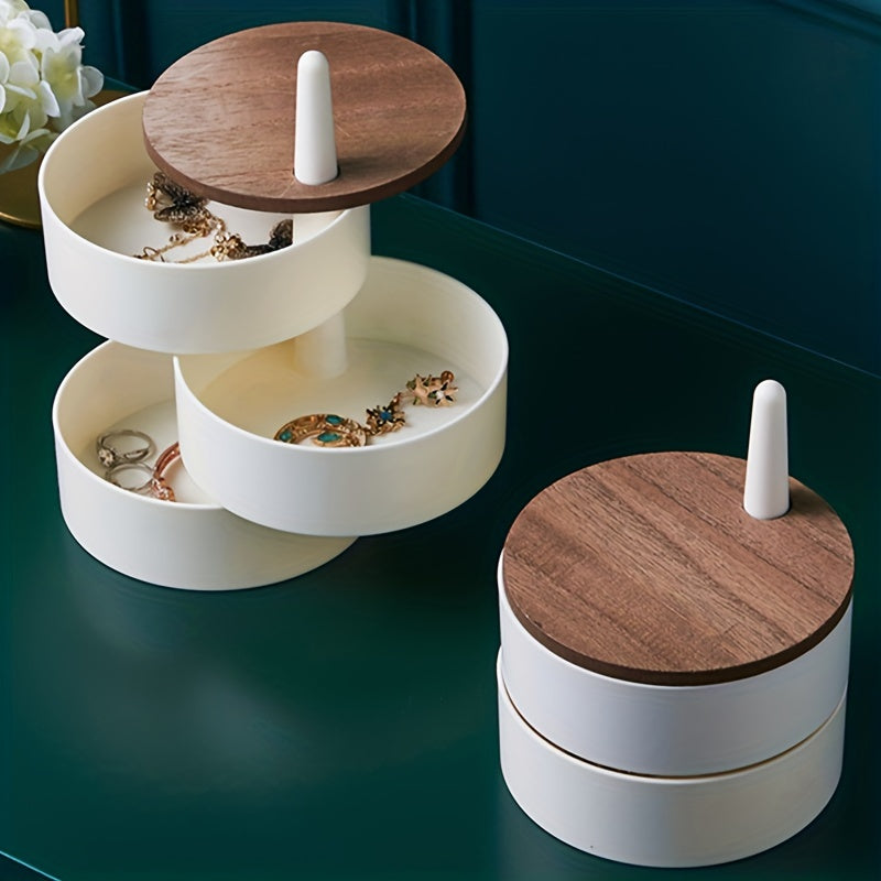 360 Degree Rotating Jewelry Storage Box for Earrings Rings and Small Items