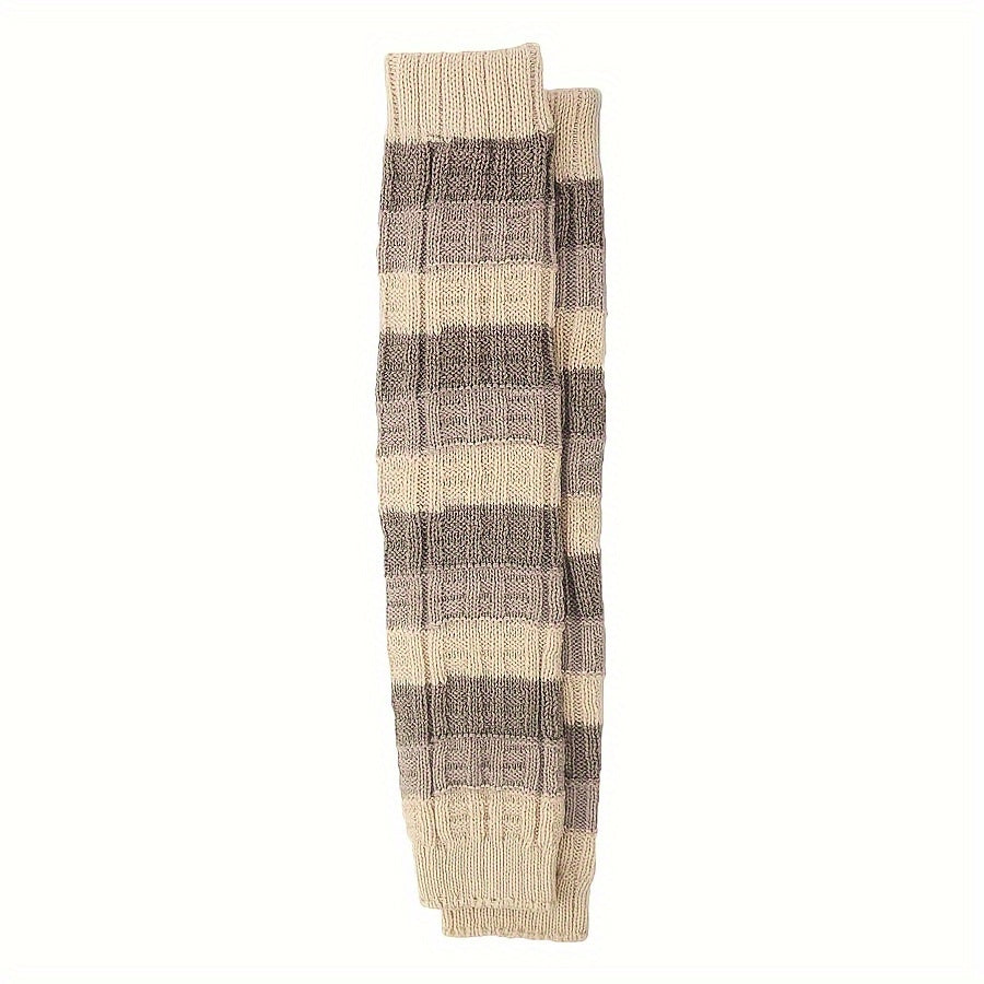 Striped Knitted Leg Warmers Warm Colorblock Knee High Socks