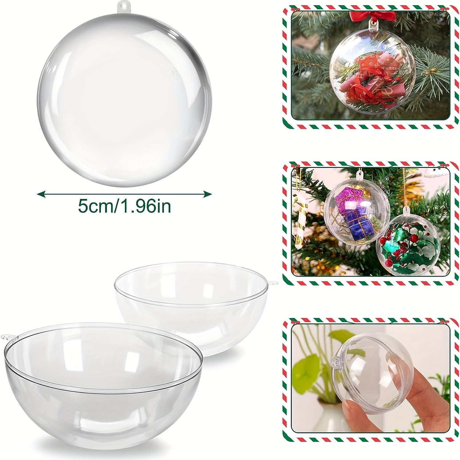 10 Clear Plastic Fillable Christmas Ornaments DIY Crafts Balls Kit