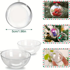 10 Clear Plastic Fillable Christmas Ornaments DIY Crafts Balls Kit
