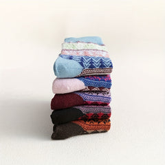 5 Pairs Christmas Print Socks Women's Mid Tube Stockings