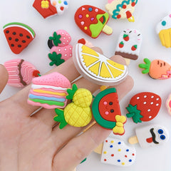 24pcs Cartoon Ice Cream Shoe Charms Cake Strawberry Ornaments DIY Decorations