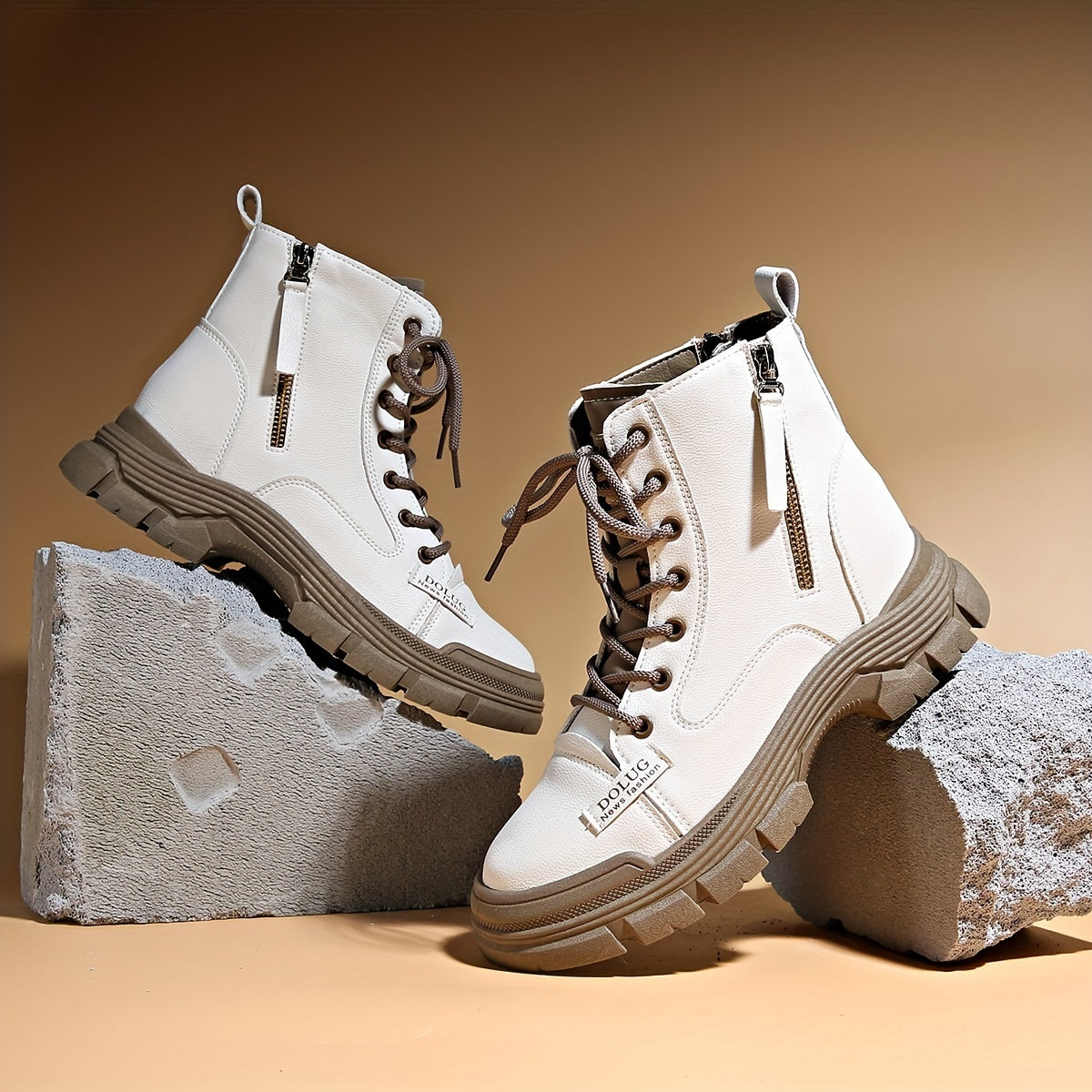 Women's Retro Thick Bottom Boots Lace Up Comfortable Shoes