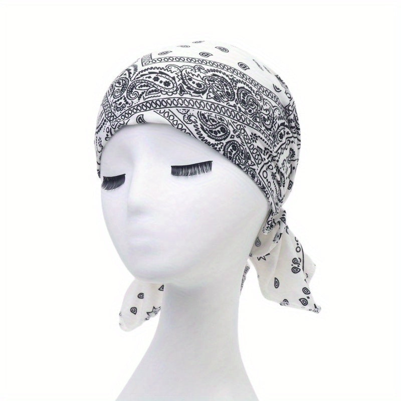 Paisley Print Head Wrap Elastic Turban Cap Lightweight Beanie Solid Women Skull