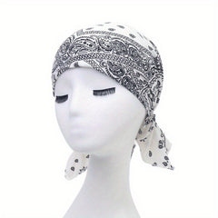 Paisley Print Head Wrap Elastic Turban Cap Lightweight Beanie Solid Women Skull