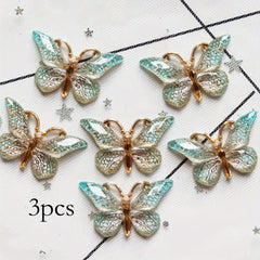 3pcs Butterfly Hair Clip Gradient Crackle Flaw Print Headwear