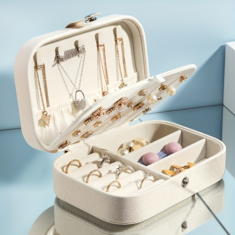 PU Double Layer Ornament Box Lipstick Ring Necklace Storage Box