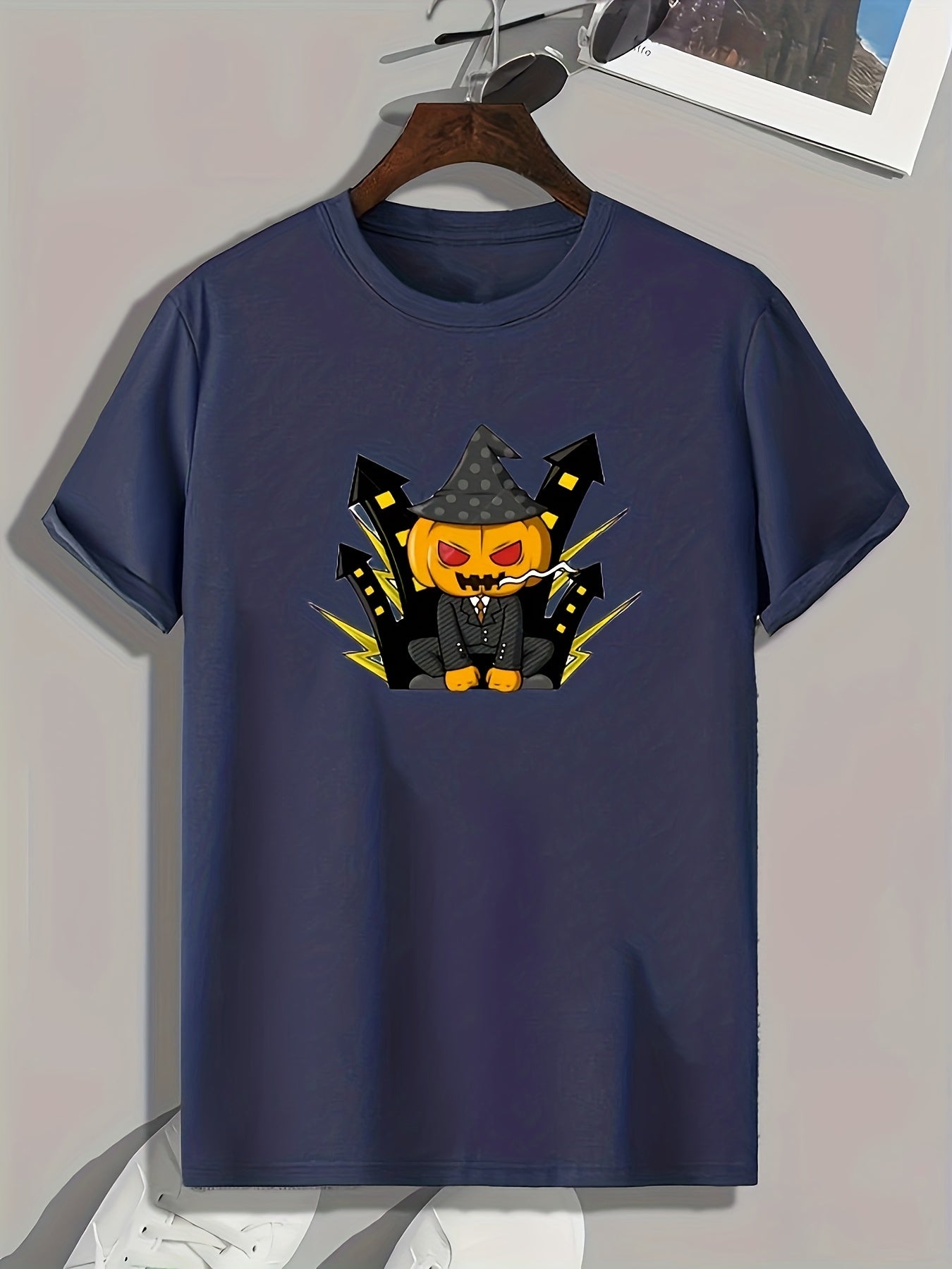 Halloween Pumpkin Print Men's Graphic T-shirt Casual Tee