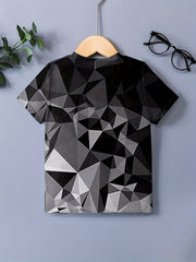 Boy's Geo Graphic T-shirt Stretch 3D Print Loose Tee Kids Summer Clothing