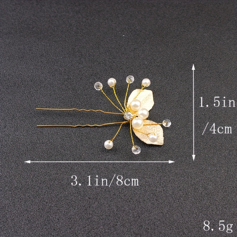 Golden Leaf Hair Pin Bridal U shaped Pin Headdress Hair Accessories