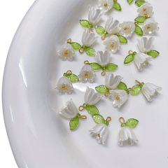 Pearly Bell Orchid Pendant Leaf Flower for DIY Jewelry Accessories