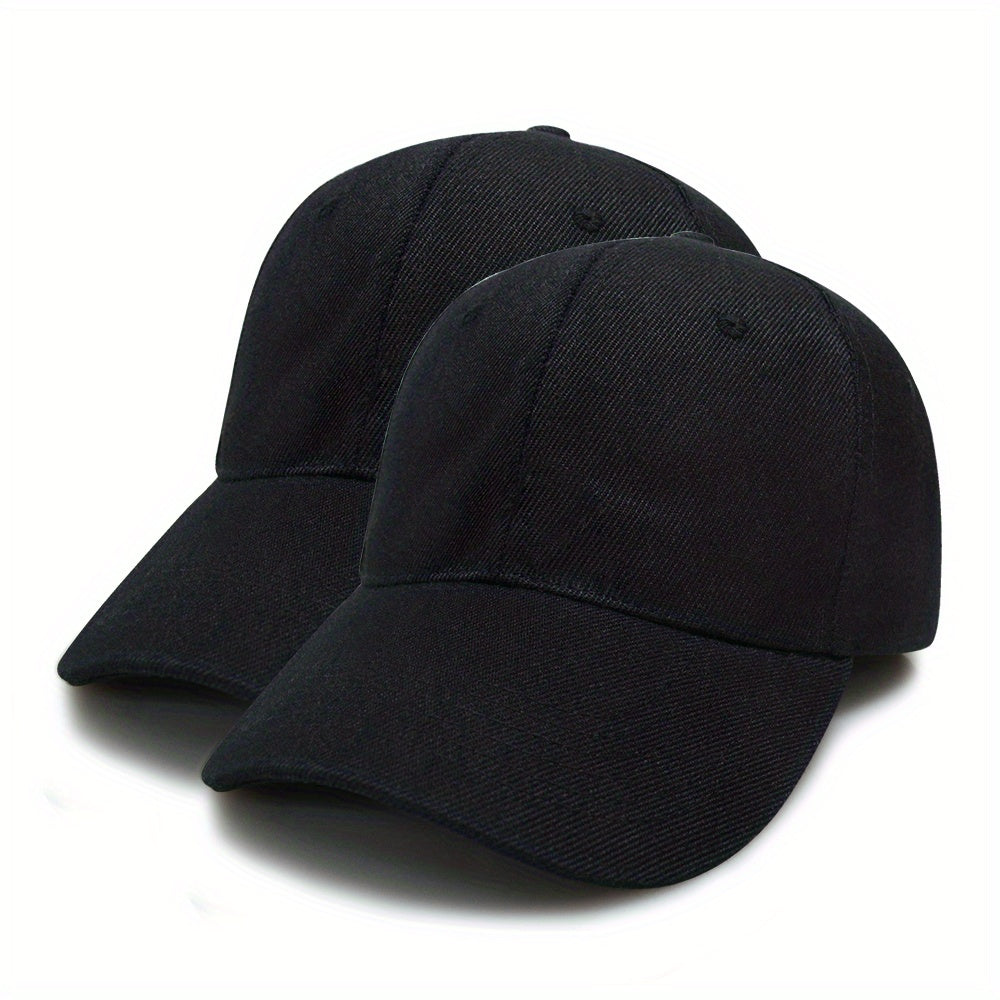 2pcs Solid Baseball Cap Lightweight Sunshade Dad Hats Couple Sun Hat