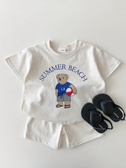 Baby Bear Graphic Print T shirt & Shorts Set for Summer
