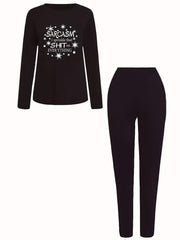 Women's Plus Star & Letter Print Tee & Leggings Outfits Set