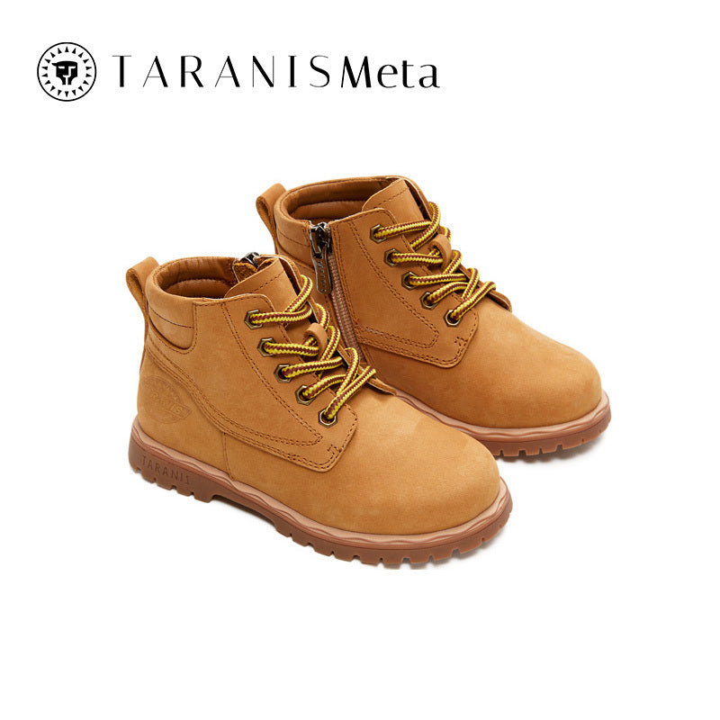 TARANIS Meta Girls Ankle Boots Leather Side Zipper Soft Anti-slip Combat Booties