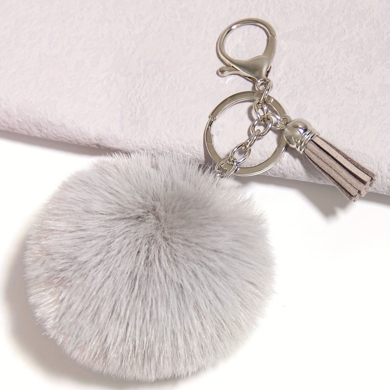 Faux Rabbit Fur Ball Pom Pom Keychain Car Key Ring Handbag Tote Bag Pendant