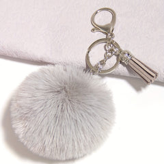 Faux Rabbit Fur Ball Pom Pom Keychain Car Key Ring Handbag Tote Bag Pendant