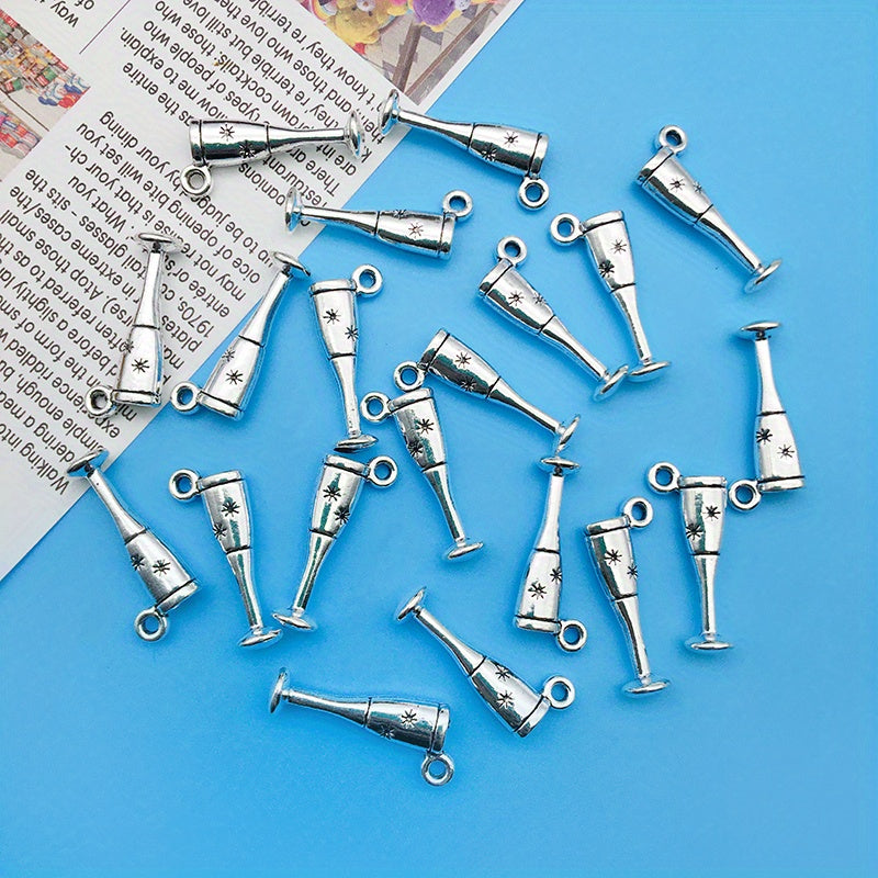 20pcs Wine Glass Barrel Bottle Charms for DIY Jewelry Making