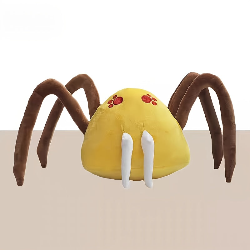 6in Spider Plush Toy Yellow Body Brown Legs