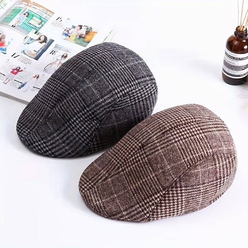 Outdoor Retro Casual Plaid Beret For Men