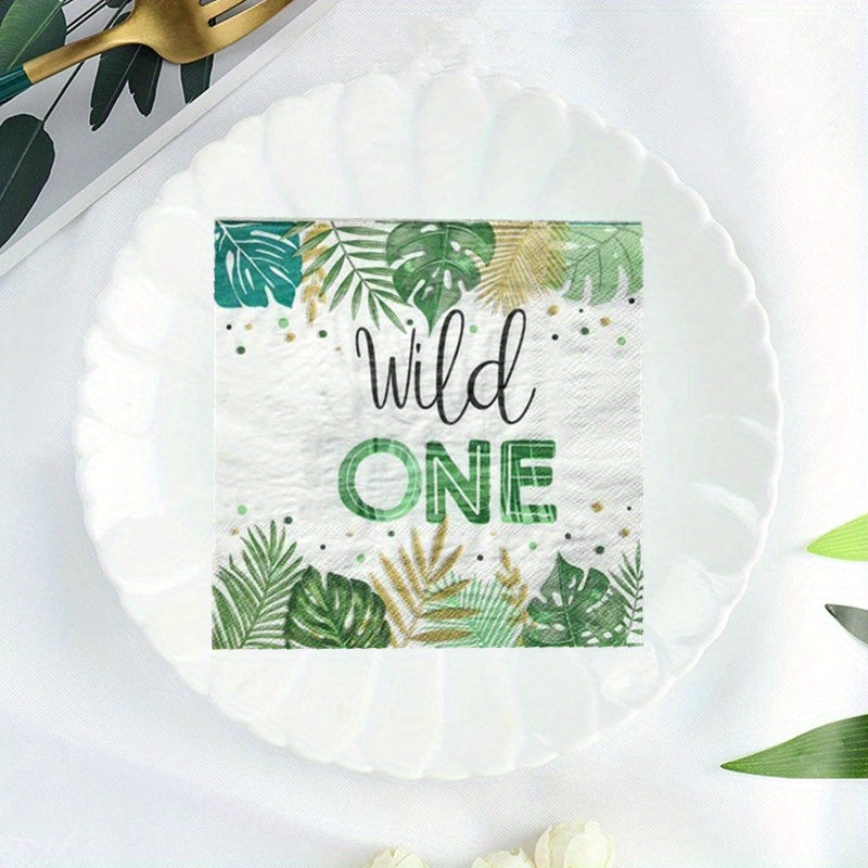 20pcs Wild One Napkins Jungle Safari 1st Birthday Party Supplies