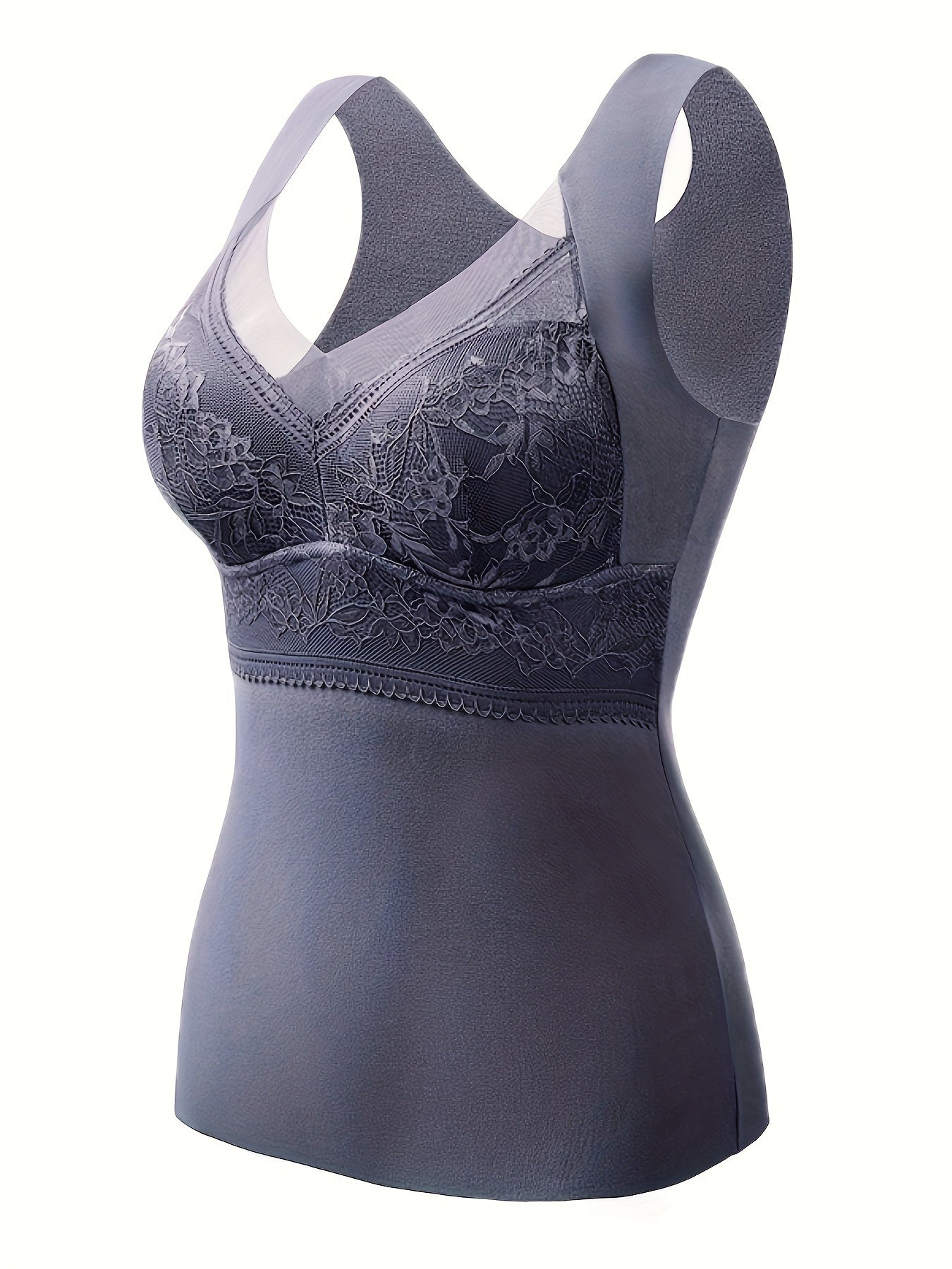 Soft V Neck Lace Stitching Thermal Underwear Top