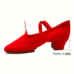 Women's Soft Sole Breathable Ballet Dance Shoes Low Heel Slip on Athletic Shoes