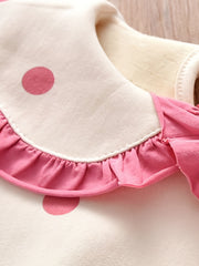 Girls Ruffled Sweatshirt with Polka Dot Print
