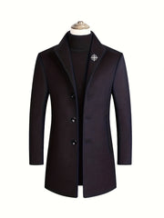 Men's Slim Long Woolen Business Coat