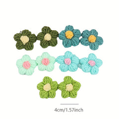 10pcs Crochet Flowers Diy Knitted Woolen Flower Clothing Accessories