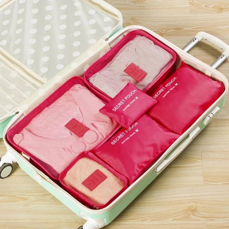 6Pcs Waterproof Travel Clothes Storage Bags Luggage Organizer Pouch