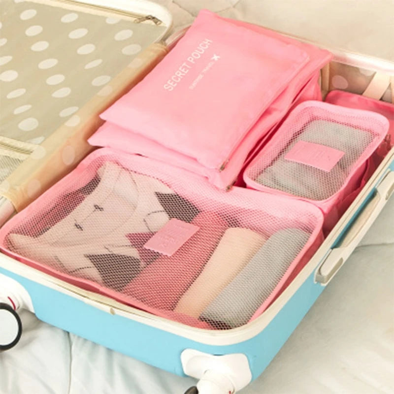 6Pcs Waterproof Travel Clothes Storage Bags Luggage Organizer Pouch