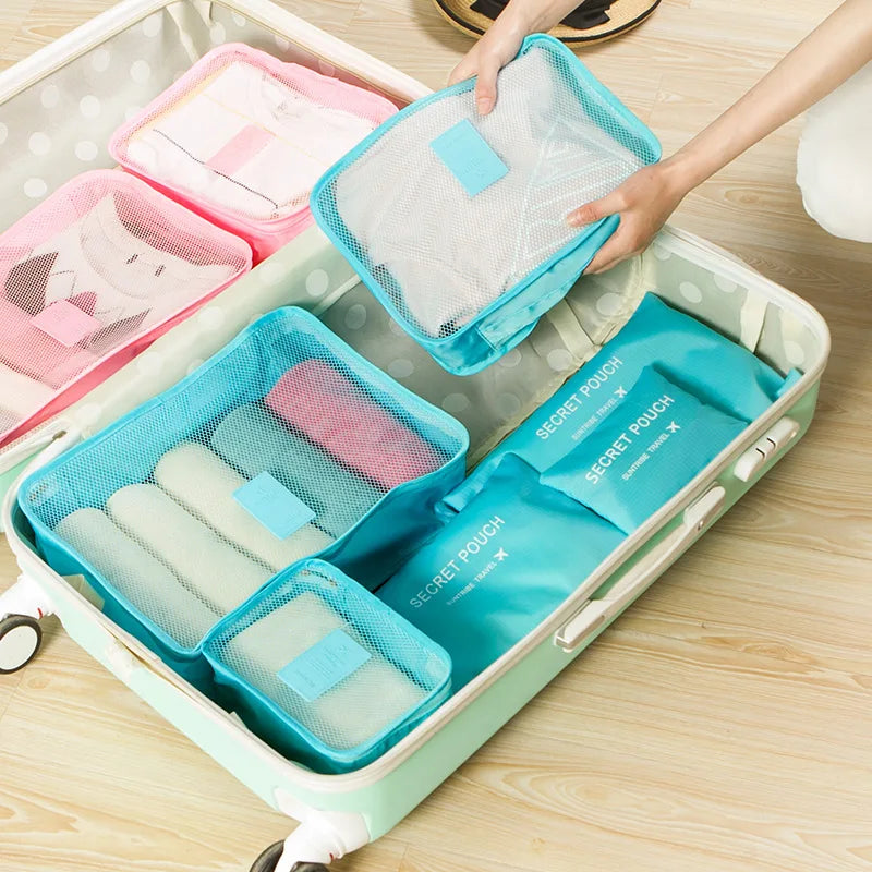 6Pcs Travel Storage Bag Waterproof Clothes Finishing