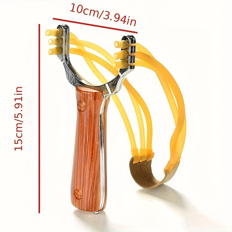 Wood Grain Zinc Alloy Slingshot for Practice and Outdoor Fun Play