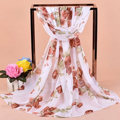 Chiffon Printed Silk Scarf Neckerchief Head Wrap Beach Women Shawl