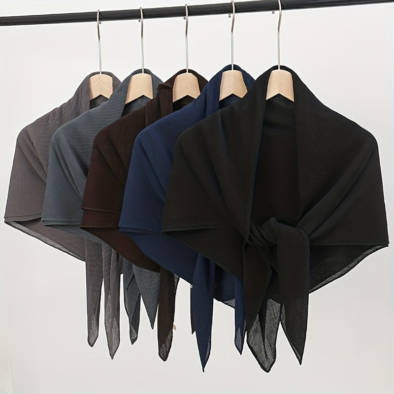 Solid Chiffon Scarf Pleated Hijab Shawl Head Wrap Scarves