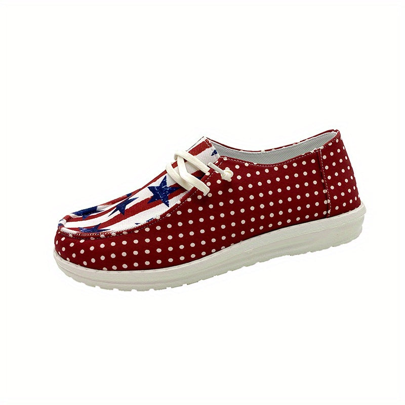 Women's Star & Striped Canvas Shoes Lace Up Lightweight Independence Shoes