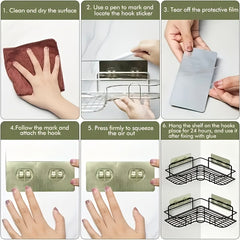 1pc Bathroom Shelf Shower Caddy Rack No Punching Triangle Storage Rack
