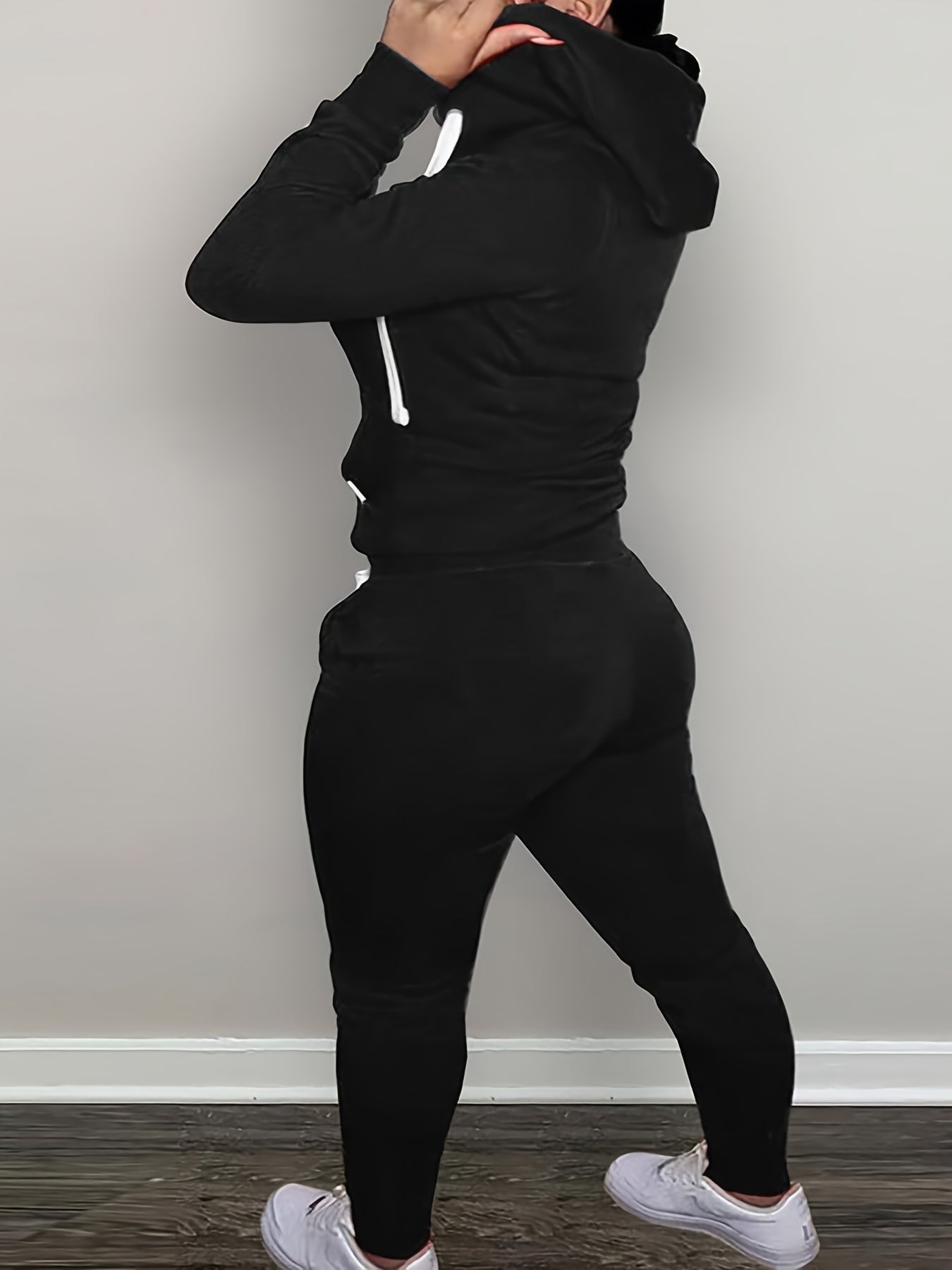  Solid Long Sleeve Hoodie & Pants Set