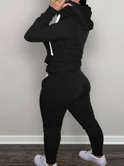  Solid Long Sleeve Hoodie & Pants Set