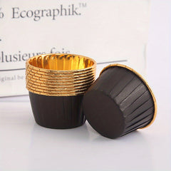 50pcs Golden Cupcake Cups Heat Resistant Paper Cupcake Molds Disposable