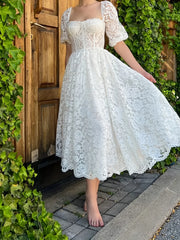  Lace Square Neck Bridesmaid Dress